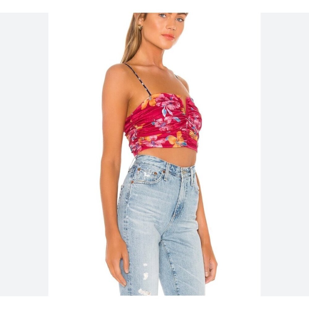 Lovers+Friends floral prints crop top, Pink floral, Size XS